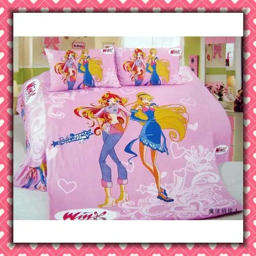 4pcs Bedding Set 100 Cotton Winx club Printing Bedding Set Kid