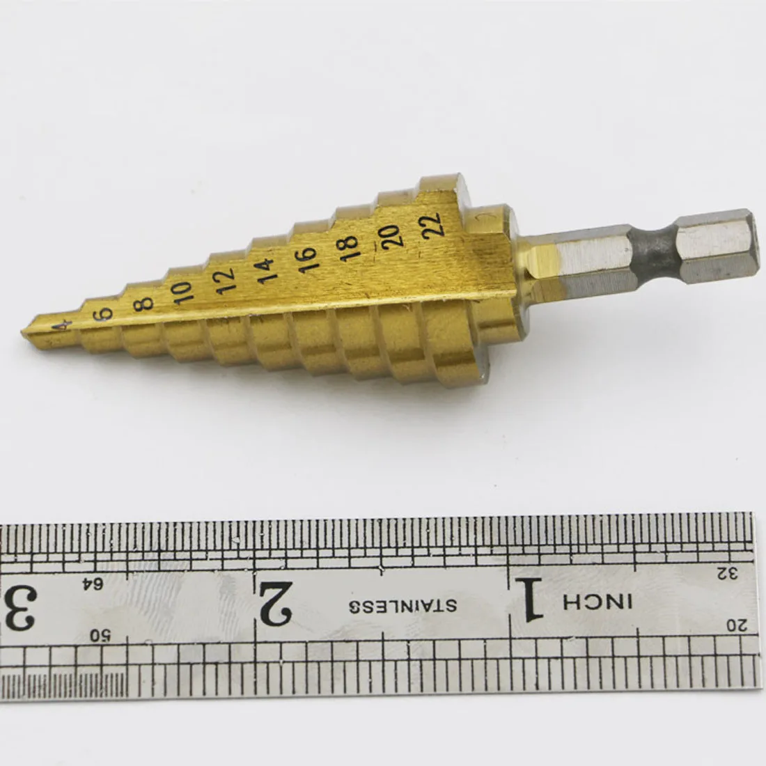 

1PC 4-22MM twist drill High Speed Steel Hex Titanium Step Cone Drill Bit drilling machine conductor for drilling wood