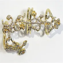 Meetcute Hot-Selling Occident Mulheres Chic Alloy + Strass Cristal Brilhante Anel Floral Partido Celebridade Ligação Completa 2 Dedo anéis