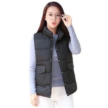 

Cotton Vest 2017 New Women Autumn Winter Stand Collar Loose Short Vests Warm Jacket&Outerwear Thicken Cotton Waistcoat YP0318