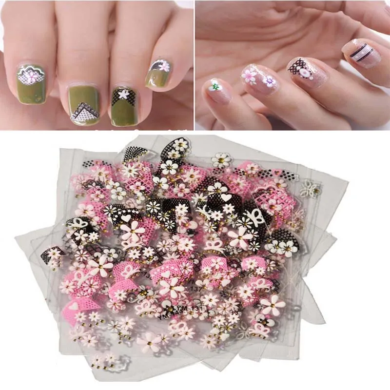 

30Pcs 3D DIY Nail Art Stickers Decals Mixed Designs Transfer Nail Sticker Adhesive Nail Tips Decorations Nail Beauty Stickers E1
