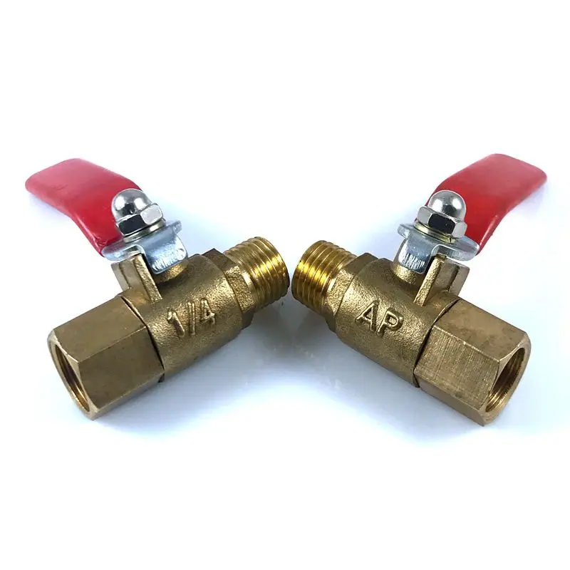 

2pcs 1/4'' Brass Ball Valve Male to Female Fitting Coupler Adapter Thread Connector with handle
