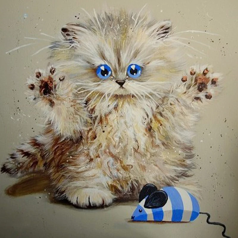 100% DIY 5D Diamond Mosaic Strange Cat With Mouse Diamond Embroidery Patterns Rhinestone Diamond Painting Mazayka Picture Sets (1)
