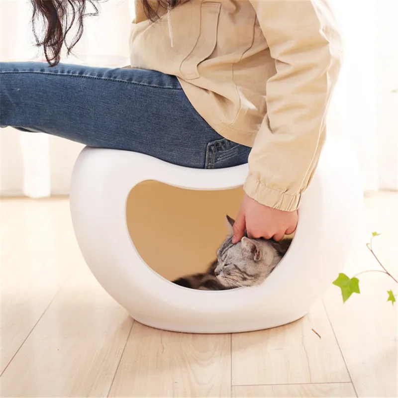

Fine Joy New Arrival Dog Cat Pet Bed Four Season Universal Semi-closed Cat Bed House Villa Stool for Small Dog Cat Pet Supplies