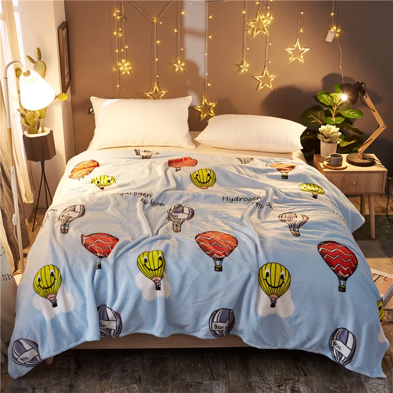 

Balloon bedspread blanket 200x230cm High Density Super Soft Flannel Blanket to on for the sofa/Bed/Car Portable Plaids