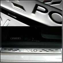 Car-styling stainless steel material scuff plate door sill protection cover plate for VOLKSWAGEN POLO 2009~2014 4pieces/lot