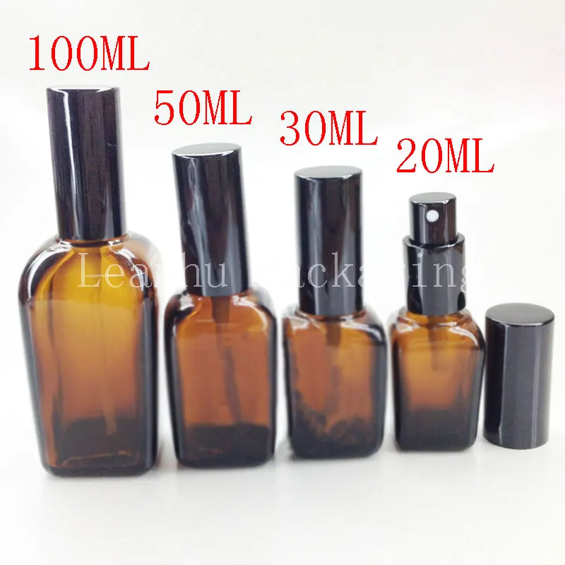 

20ml 30ml 50ml 100ml Square Glass Brown Spray Bottle,Perfume/Toner/Essential Oil Bottle,Empty Cosmetic Container(14PC/Lot)