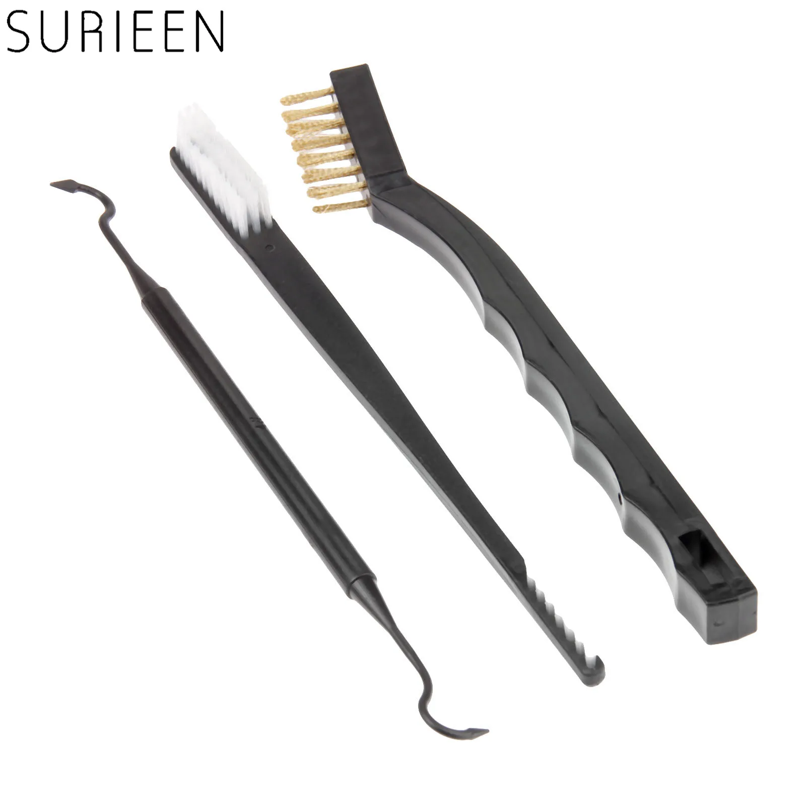 SURIEEN 3 pcs/pack Rifle Gun Cleaning Brush Tool Set Kit Shooting Hunting Pistol Shotgun Cleaning Brushes Double-end Pick