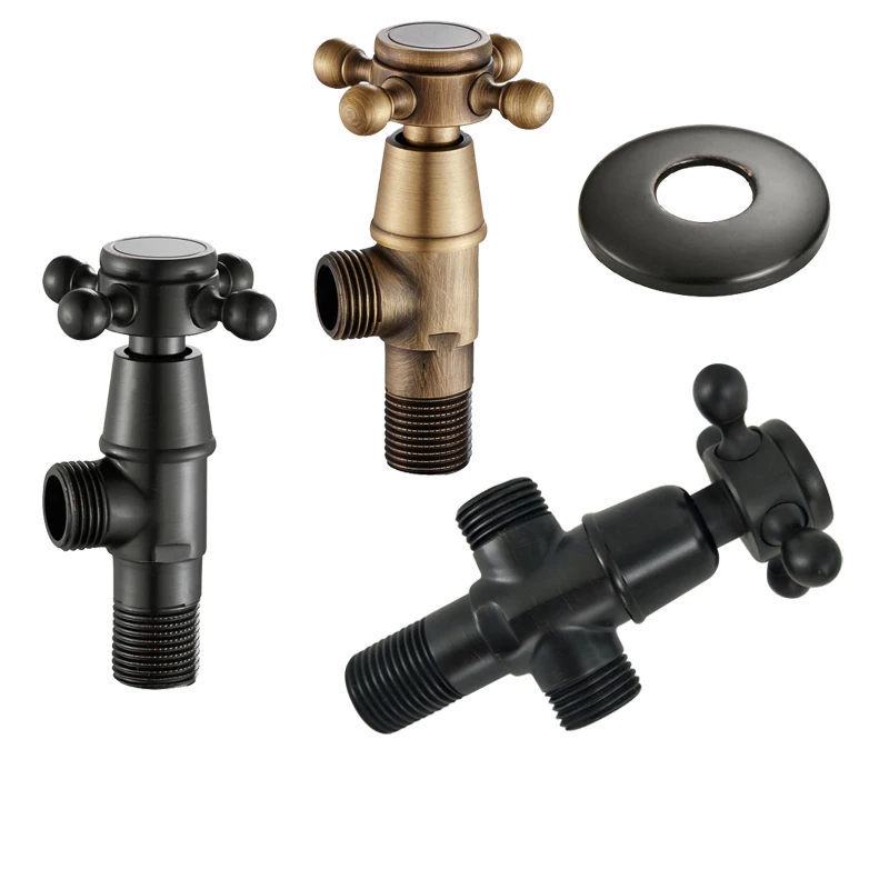 

Antique Brass Bathroom Faucet Interface Triangle Angle Valve Universal Hot and Cold Water Sealing Valve Three-way Angle Valve