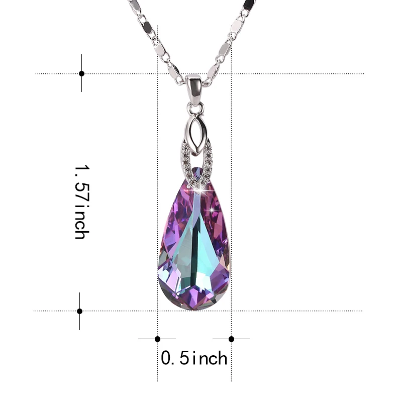 WARME FARBEN Crystal from Swarovski Women Necklaces Crystal Water Drop Shaped Pendant Necklace 925 Silver Fine Jewelry Collares Fine Jewelry