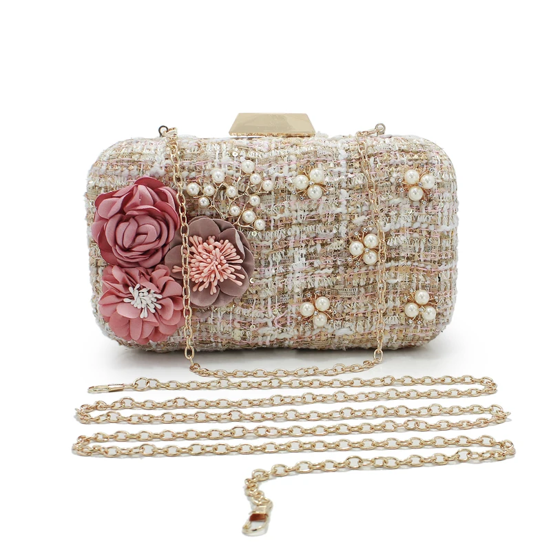 Hot sale women flower clutch purse new small women evening handbag diamond chain bag shoulder bags(C1092)