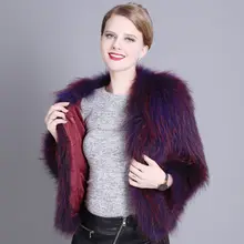 Лидер продаж Для женщин теплые из натурального меха енота пальто Вязание короткие На зимнем меху куртка модная верхняя одежда с натуральным лисьим мехом пальто NC05