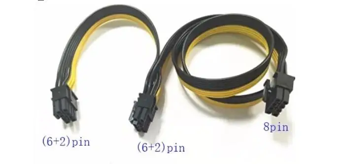 

1pcs New style 8P Male to Dual 8P(6+2Pin) Male Power Cable Card 60cm+20cm Ribbon Cable UL1007-18AWG lowest pricei