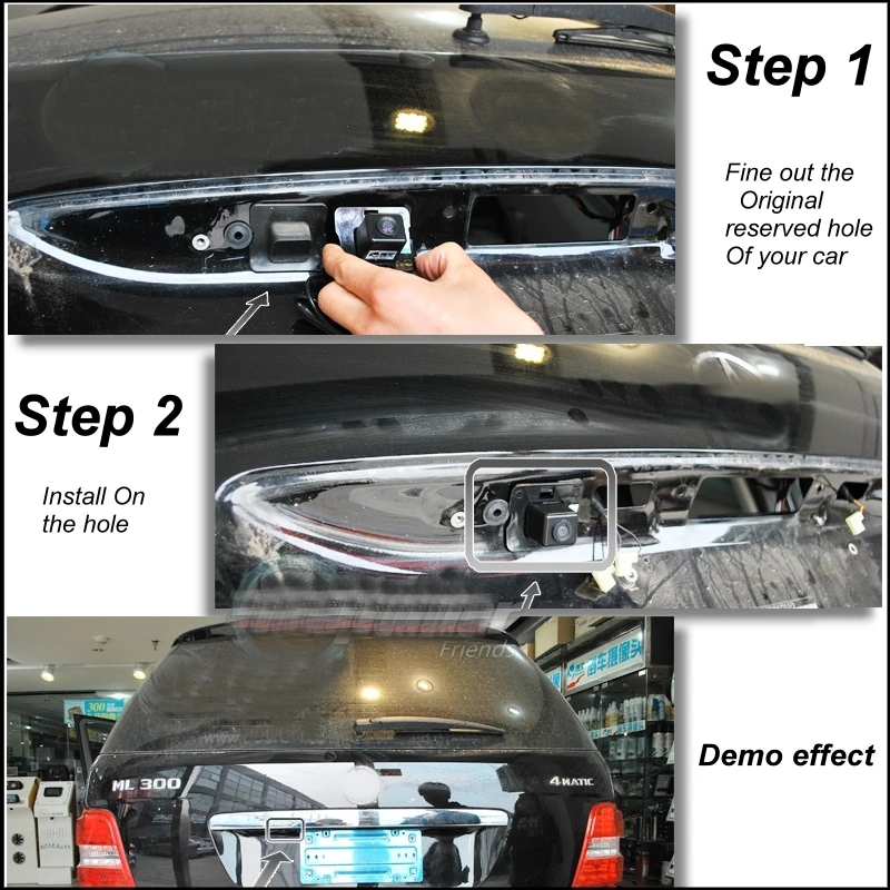 Original Reserved Hole Car Camera For Mercedes Benz ML M MB W164 ML350 ML330 ML63 ML450 ML500 Rear View BackUp LiisLee CAM Demo