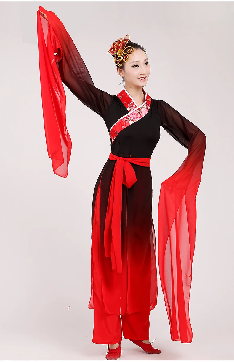 Новые водяные рукава танцевальные костюмы женские hanfu красные чернила классический китайский танец национальный миф сценические костюмы