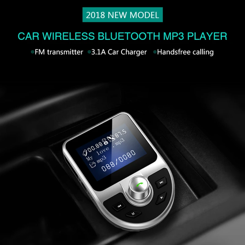 KORSEED Car Kit  3.1A USB Charger Music Radio Bluetooth Receiver FM Transmitter Modulator Handsfree Carkit AUX audio MP3 Player