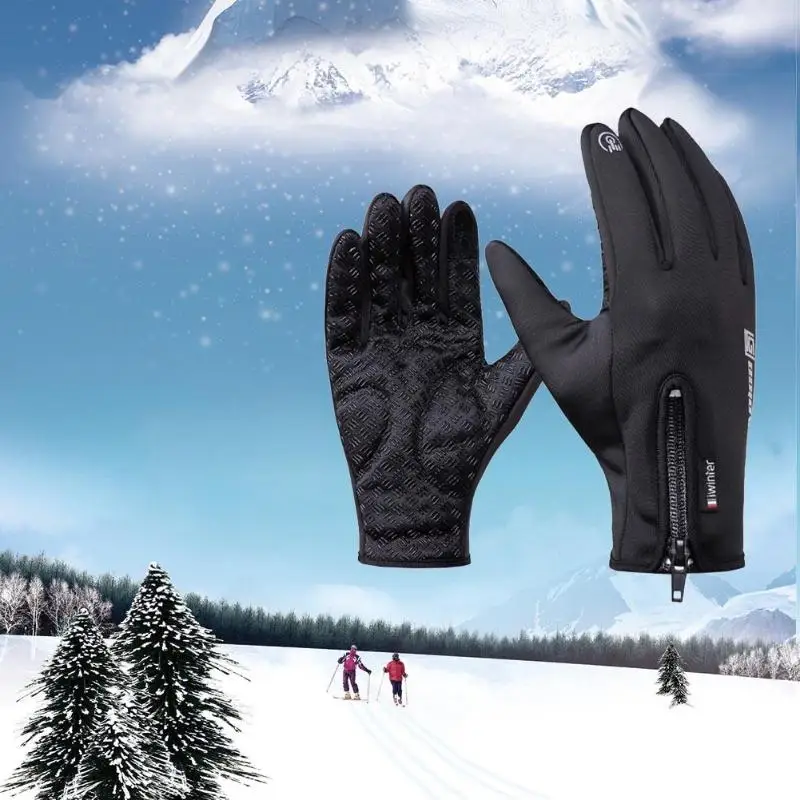 

Unisex Tocuh Screen Gloves Outdoor Sports Gloves Windproof Bicycle Cycling Skiing Motorcycle Riding Full Finger Zipper Gloves
