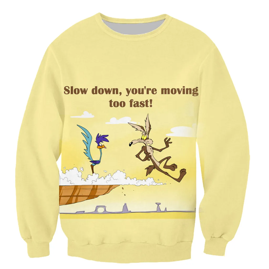 Модная мужская и женская футболка с 3D принтом надписью road runner & wile e coyote толстовка