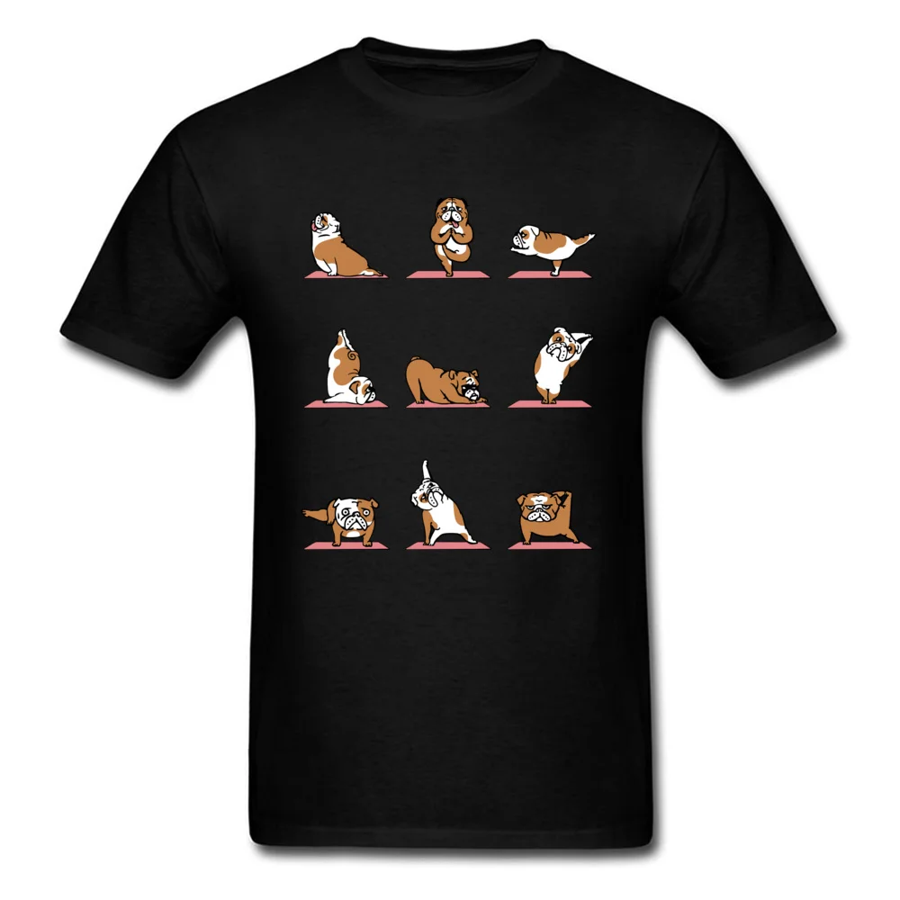 Tops Tees English Bulldog Yoga Summer 2018 New Printed Short Sleeve Pure Cotton Crew Neck Men T-shirts Printed T-shirts English Bulldog Yoga black