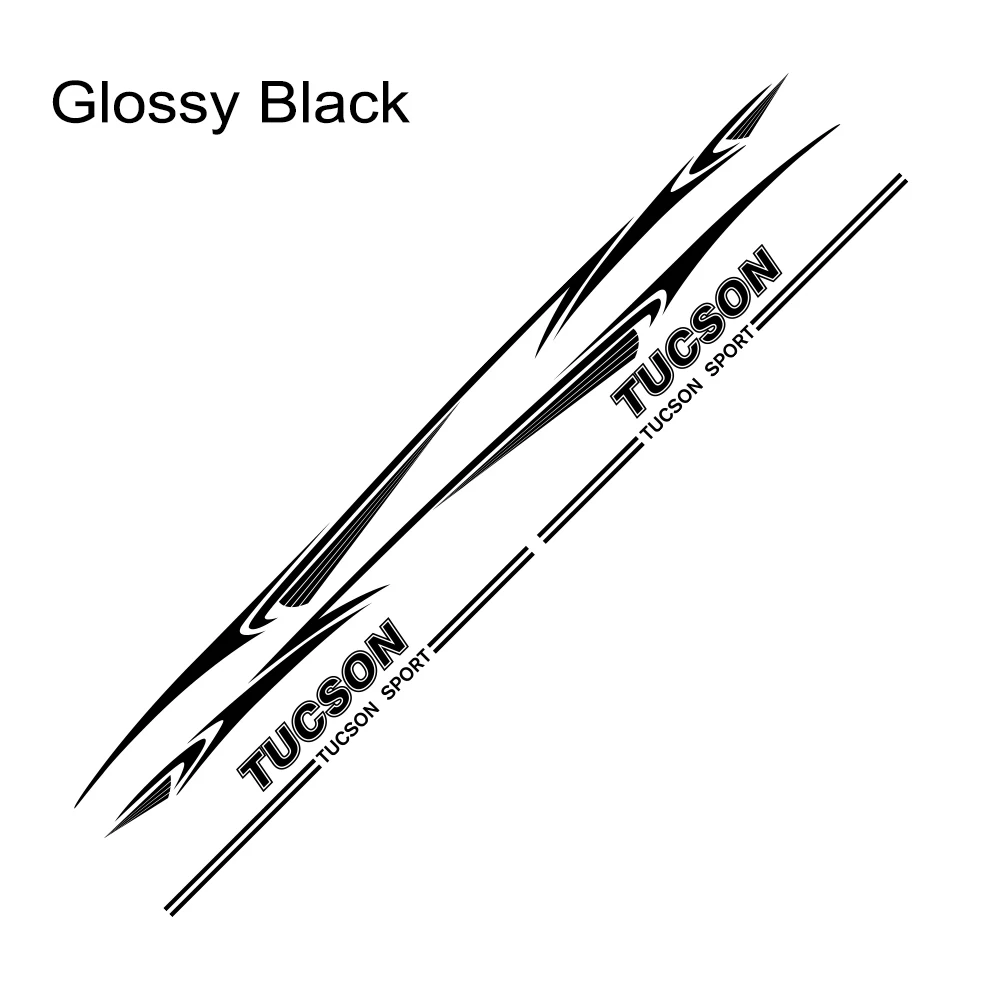 2pcs Car Both Side Door Stickers Vinyl Film Automobiles Sports Graphics Decals For Hyundai Tucson Styling Tuning Car Accessories - Название цвета: Glossy Black