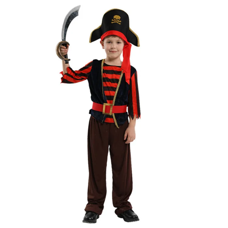 Boys Captain Halloween Costume Hat Top /& Pants