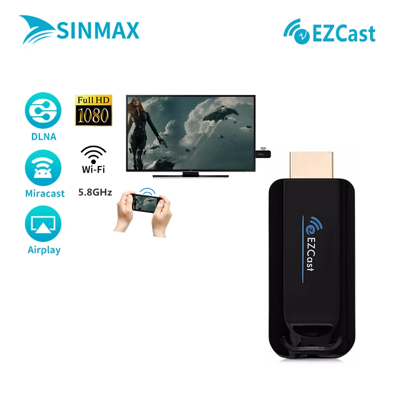 HDMI 5 ГГц высокая скорость Wi-Fi дисплей ТВ ключ EZCast планшетный ПК Android ТВ Stick Miracast DLNA Airplay литой для IOS Windows Android