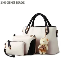 ZHI GENG BIRDS Mujeres Bolso Crossbody Del Bolso de Hombro de Cuero de LA PU mujer Bolsos de Cuero Messenger Bags Señora Oso Monedero Del Totalizador 3 conjunto