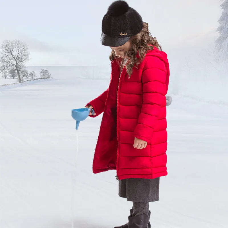 

2018 Fall Winter New Girls Long Cotton Padded Jacket Children's Light Wadded Jacket Kids Brief Hooded Coat Warm Outerwear A714