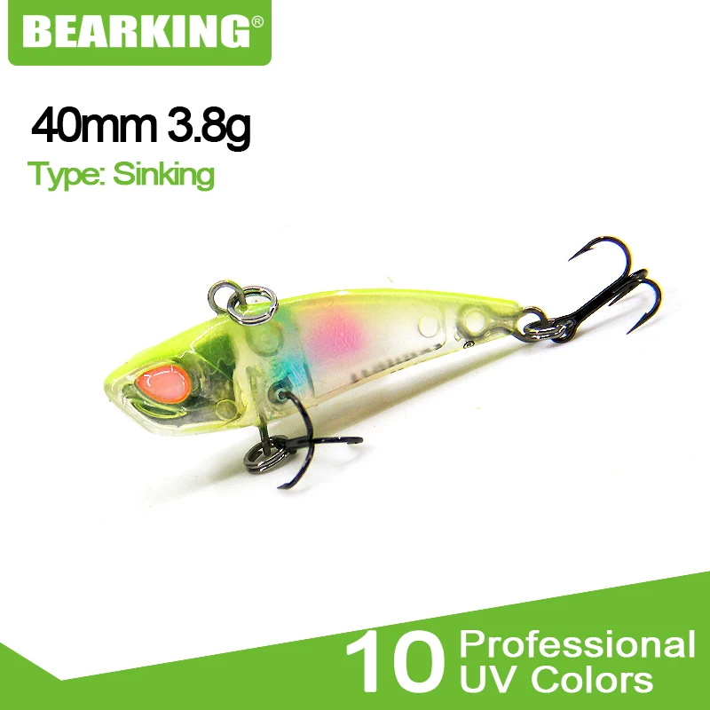 

Perfect Bearking fishing lures, hard bait, vib(lip less) 40mm 3.8g, sinking,good quality baits,3D eyes,vmc hooks