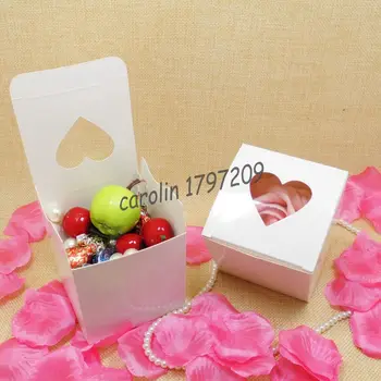 

20pcs/lot big size 7.5*7.5*7.5cm white heart candy box wedding favor chocolate boxes wedding favors and gifts wedding souvenirs