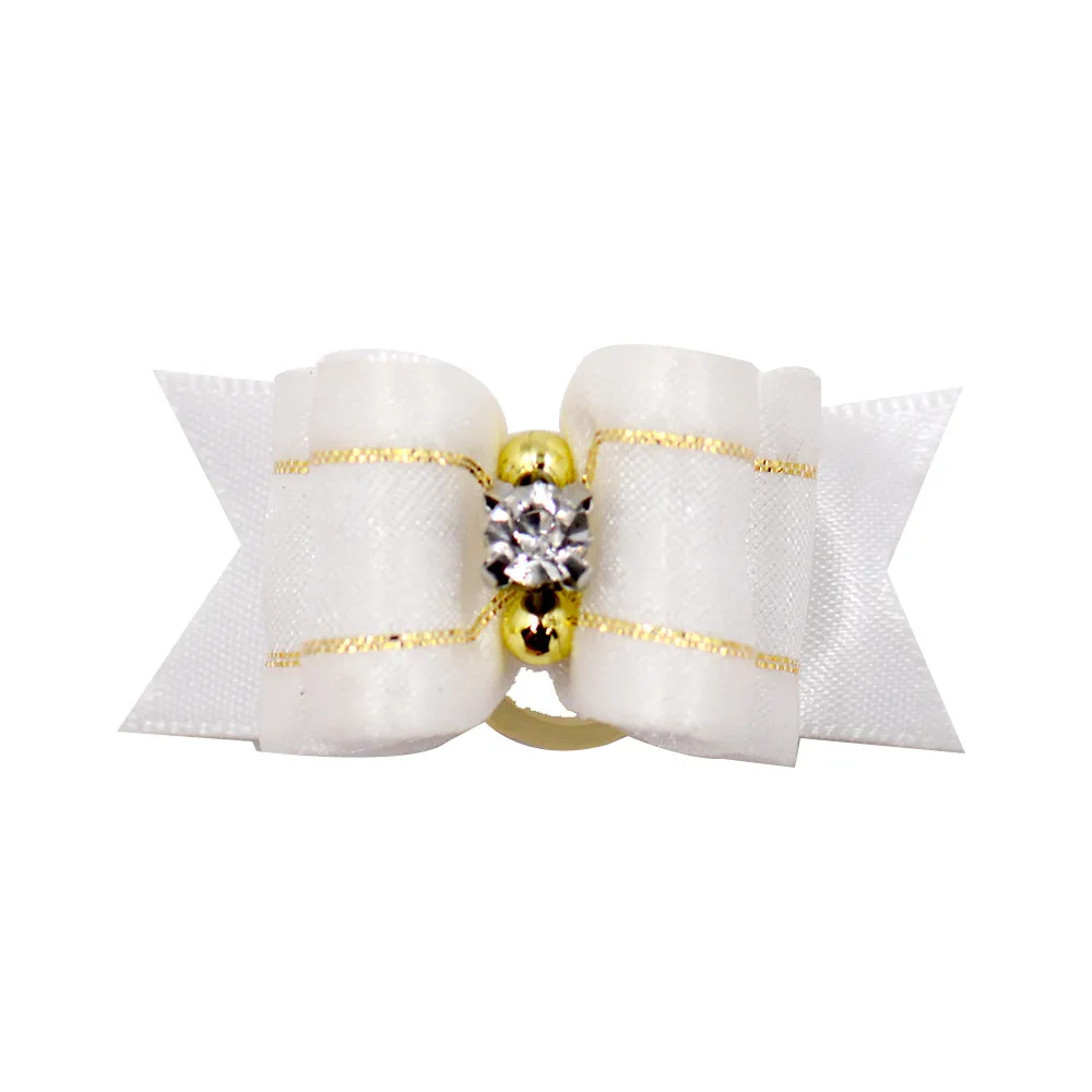 qualidade conjunto de diamante pet cabelo bowknot elástico de borracha cor mista artesanal pet grooming acessórios