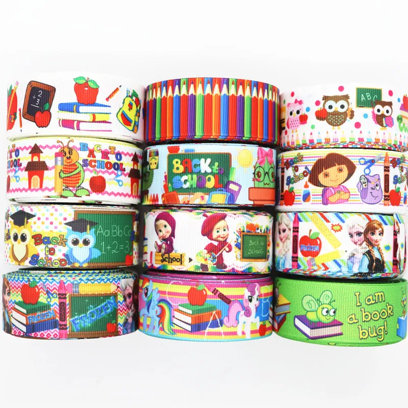 

10 Yards 1'' (25MM) Back To School Printed Grosgrain Ribbons For Hair Bows/ Gift Packaging DIY Handmade Materials Y19071601