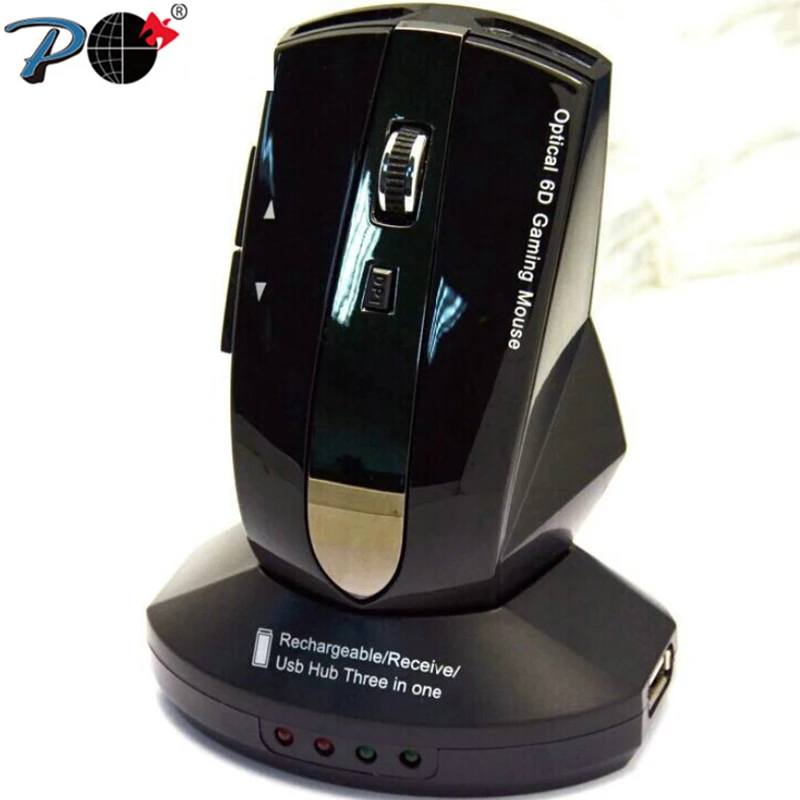 Беспроводная перезаряжаемая оптическая мышь P M 011G 2 4G с 3 портами usb хаб 0 зарядная