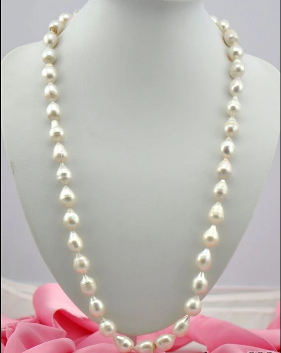 

FREE SHIPPING>>>@@ > 31"19mm drip white freshwater pearl necklace ^^^@^Noble style Natural Fine jewe &