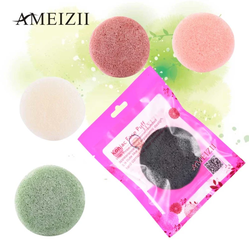 

6Colors Round Shape Konjac Sponge Cosmetic Puff Face Cleaning Sponge Natural Konjac Puff Facial Cleanser Tool Wash Flutter