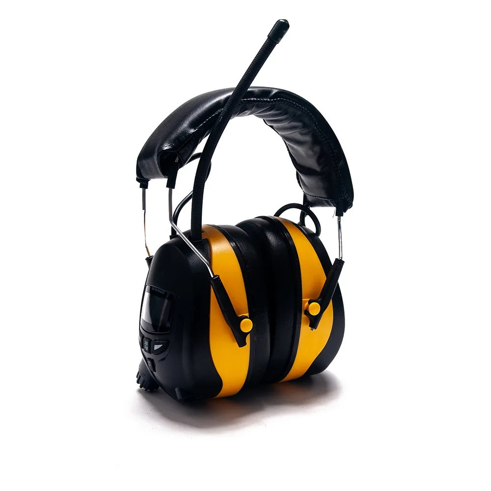 

88-108MHz FM NRR 28dB Electronic Hearing Protector LCD Display AM FM Radio Earmuff Yellow