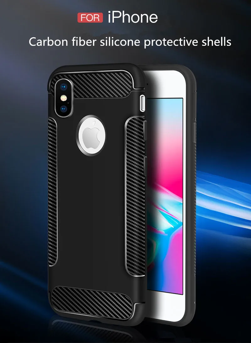 

For iphone x xr xs max Carbon fiber silicone frosted soft TPU case for apple iphone 5 s se 6 s 7 8 plus
