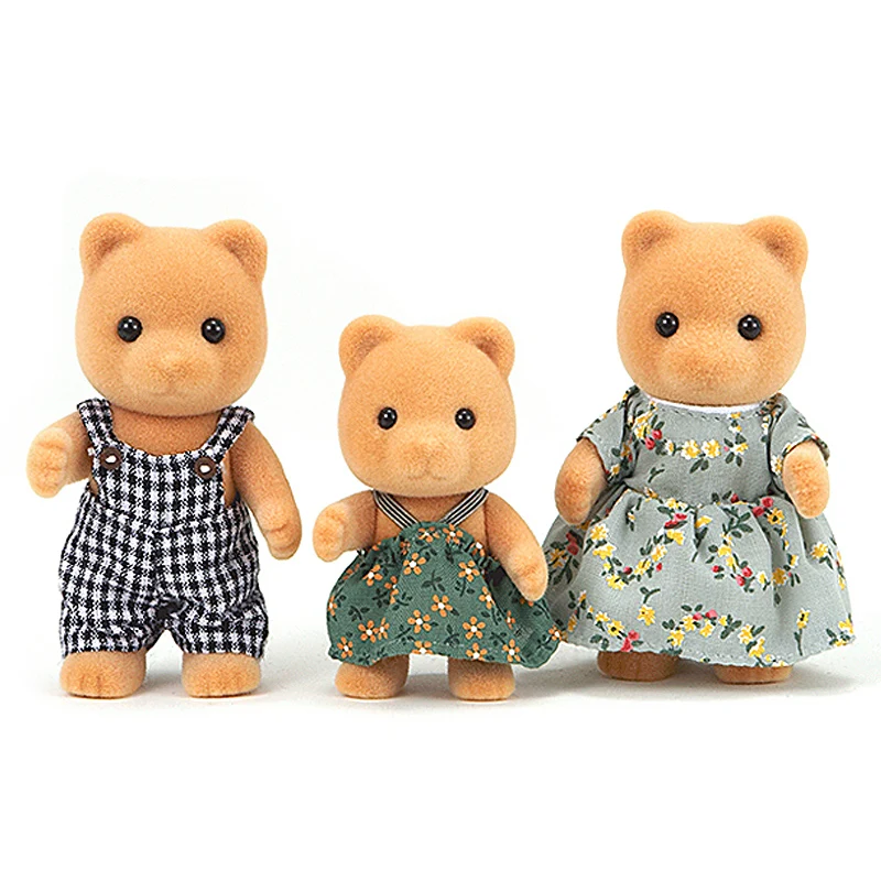 Sylvanian Families медведь семья 3 шт. набор кукольный домик животные игрушки Фигурки девочка подарок новинка 14248