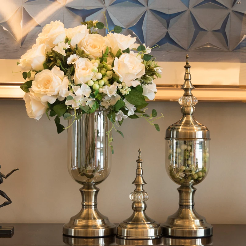 Modern Glass Vase Europe High end Glass Vase For Wedding Decoration Glass Crystal tabletop