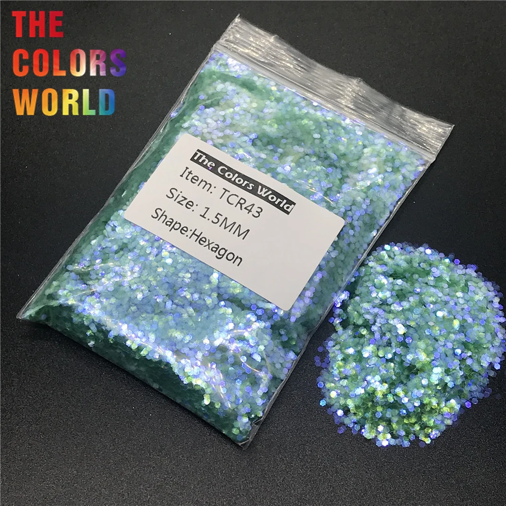 

TCR43 Iridescent Rainbow Green Color Blue Light Hexagon Shape Glitter Nail Art Decoration Body Paint Makeup Henna Handwork DIY
