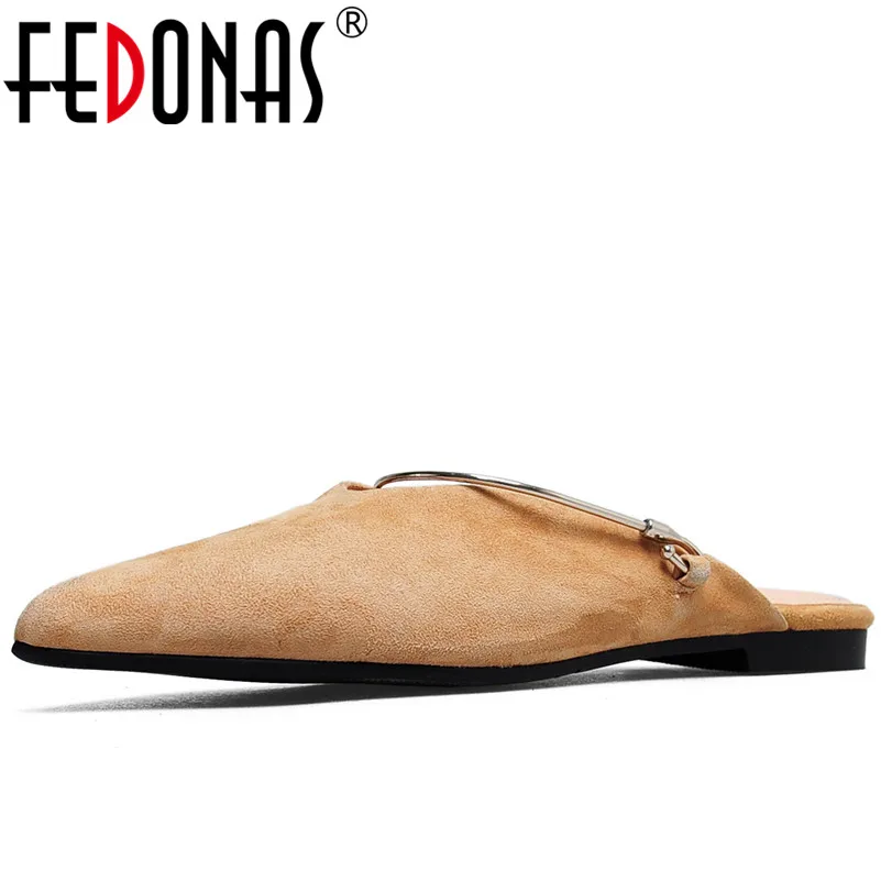 

FEDONAS 1New Arrival Women Slingbacks Pumps Suede Leather Summer Square Heels Shoes Woman Pointed Toe Elegant Casual Mules Shoes