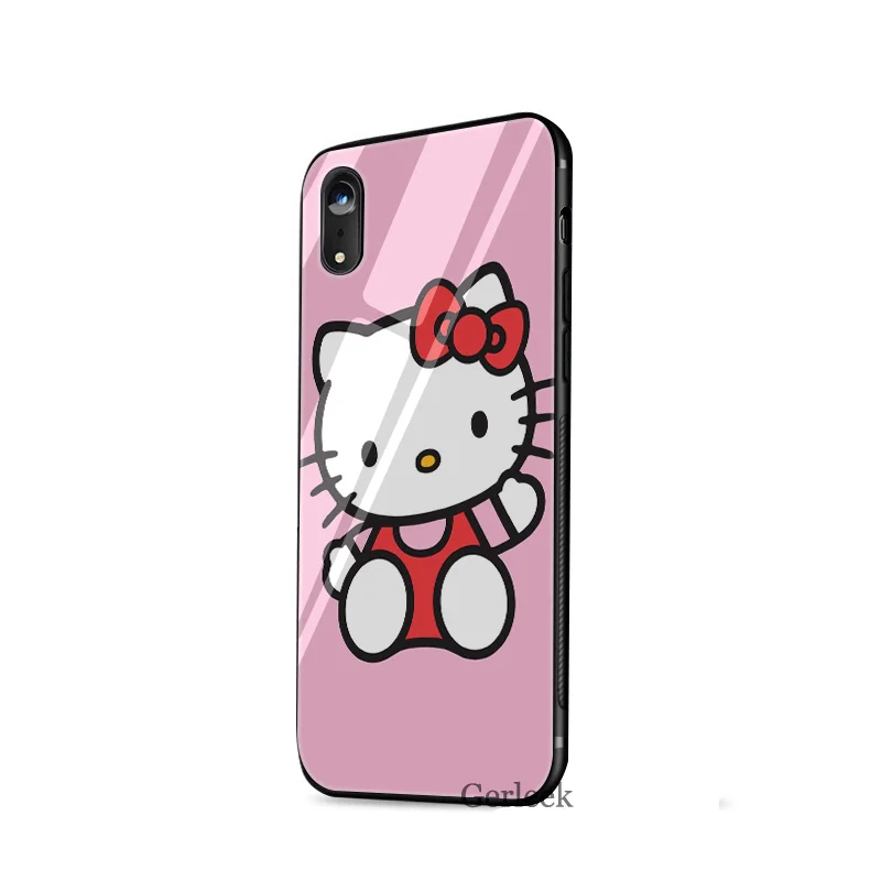 Чехол для телефона из закаленного стекла, Модный чехол hello kitty чехол для iPhone 5 5S SE 6 6s 7 8 Plus X XS XR Max - Цвет: G5