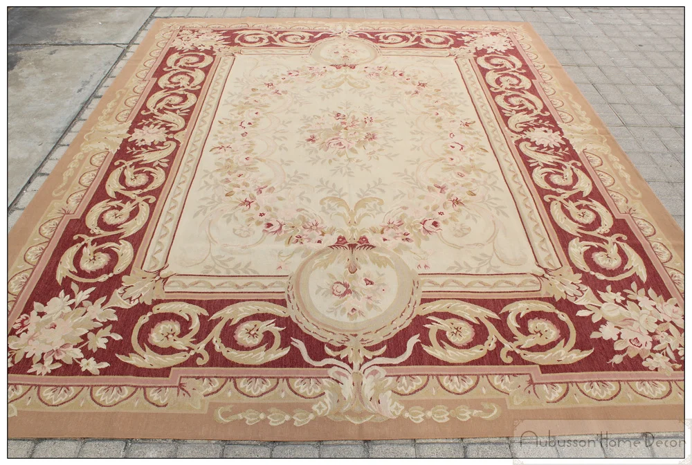 8 X10 Aubusson Castle French Area Rug Rust Antique Red Pink
