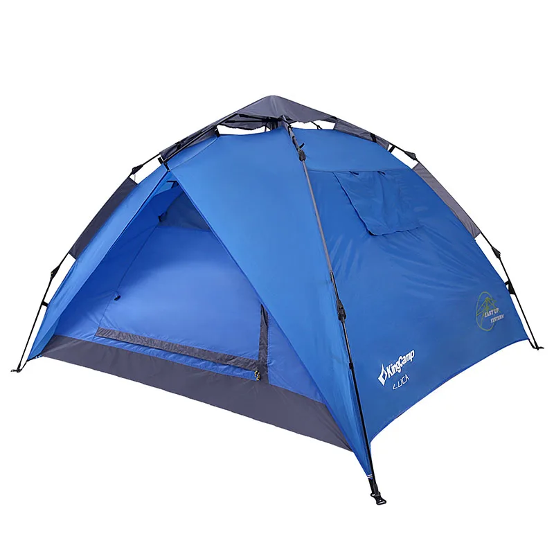 KingCamp Всплывающие палатки кемпинга 3-человек 2-сезона Водонепроницаемый Quick-Up Системы палатки вне помещения, долгий срок эксплуатации, вместительная с двухдверная тумба-тенты - Цвет: Blue