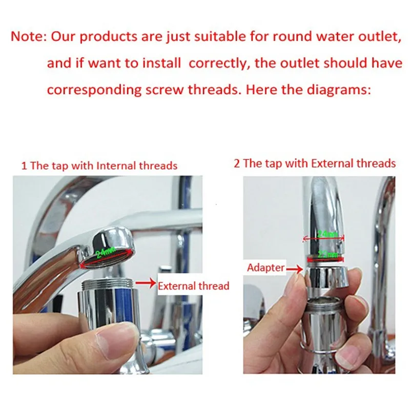 360 Degree Internal Screw Thread Chrome Finish Abs Kitchen Faucet