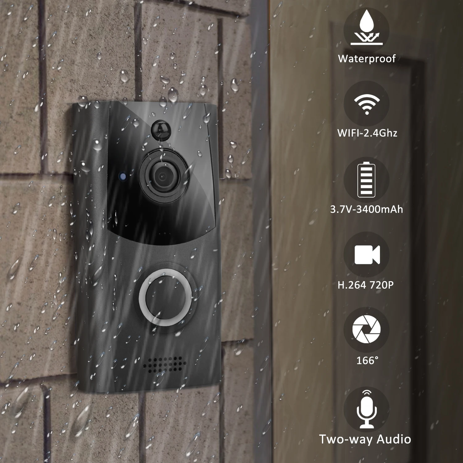 Хорошее качество wifi умный контроль Видео система безопасности защищает дверные колокольчики гидроизоляция