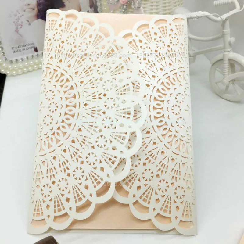 

10pcs Multi-color Laser Cut Luxury Flora Wedding Invitations Card Elegant Lace Blank Inner Page Wedding Accessories 7ZSH203