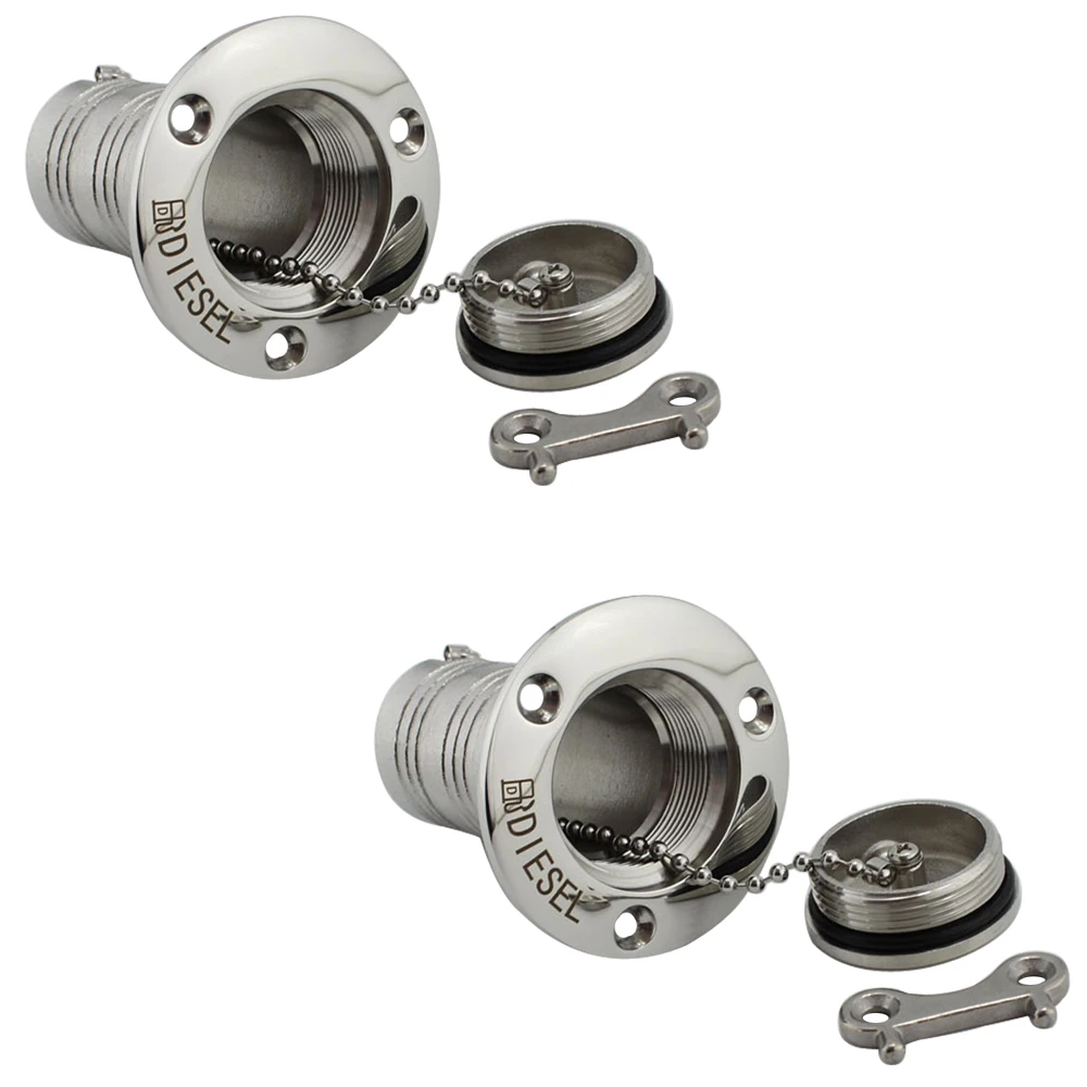 Stainless Steel Key Cap Deck Filler for Fuel Gas Water Waste Diesel or Customized Laser Logo Words 2pcs 50mm/2inches