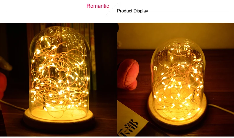 Romantic LED Night Light Copper Wire Lights USB Charging Firework Glass Table Lamp Led String Night Light (1)