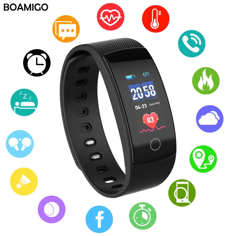 Online Relojes inteligentes pulsera de marca BOAMIGO pulsera bluetooth control de la frecuencia cardíaca del sueño para IOS teléfono Android reloj deportivo de fitness